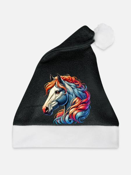 Pferd - Weihnachtsmütze - Schwarz/Weiß