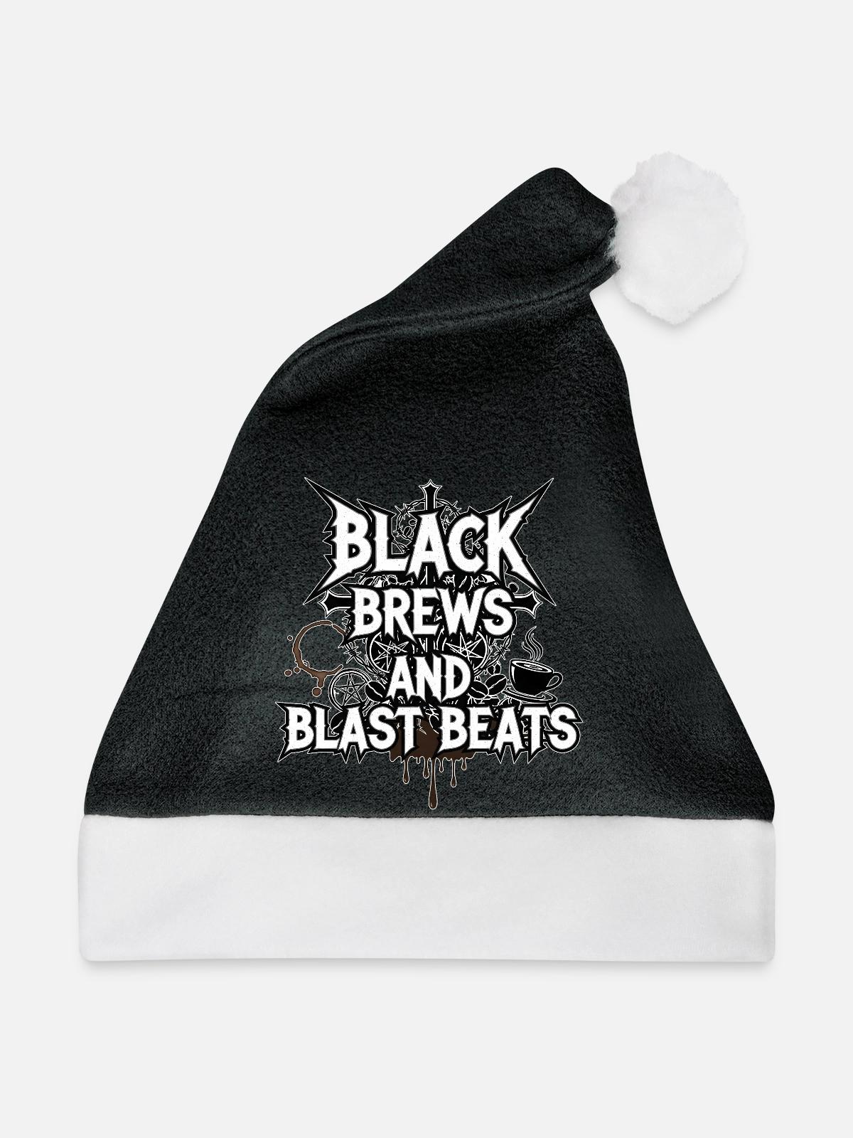 Black Brews and Blast Beats - Weihnachtsmütze - Schwarz/Weiß - Vorne