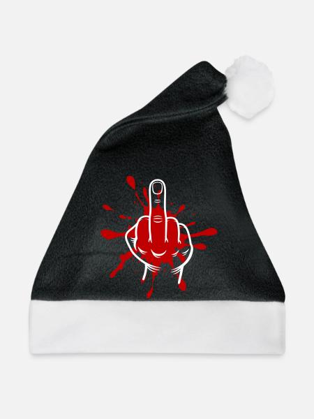 Mittelfinger Hand Rote Farbspritzer - Weihnachtsmütze - Schwarz/Weiß