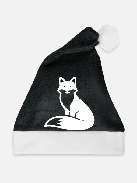 Fuchs Tier Silhouette - Weihnachtsmütze - Schwarz/Weiß