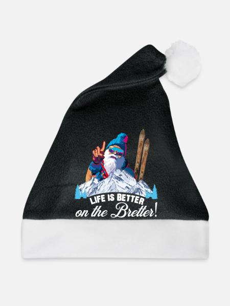 Ski, Skifahren, Life is better on the Bretter - Weihnachtsmütze - Schwarz/Weiß
