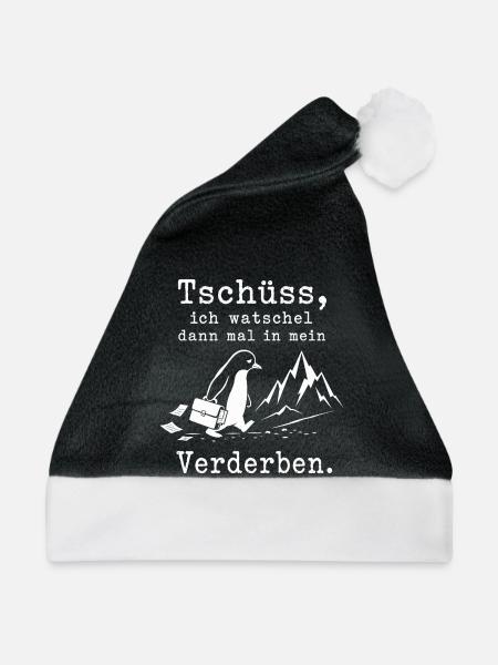 Pinguin flüchtet in die kalten Berge - Weihnachtsmütze - Schwarz/Weiß