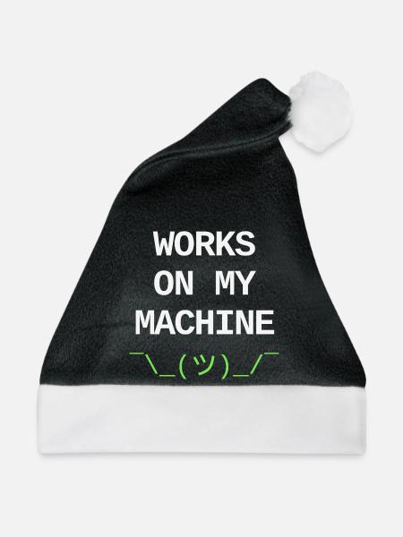 Works On My Machine – Developer IT Design - Weihnachtsmütze - Schwarz/Weiß - Vorne