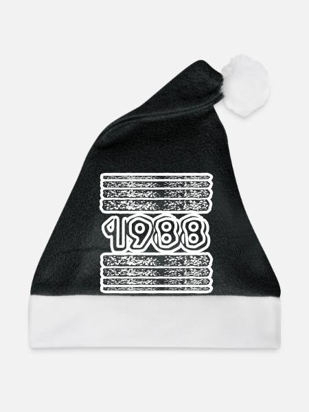 Jahr 1988 - Weihnachtsmütze - Schwarz/Weiß - Vorne
