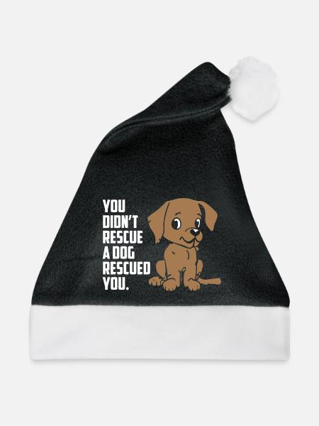 Rescue Dog - Weihnachtsmütze - Schwarz/Weiß - Vorne