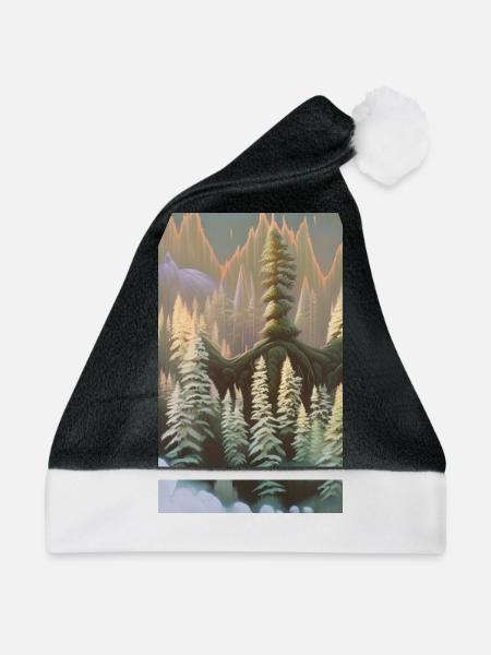 Fantasie-Winterlandschaft Schnee - Weihnachtsmütze - Schwarz/Weiß