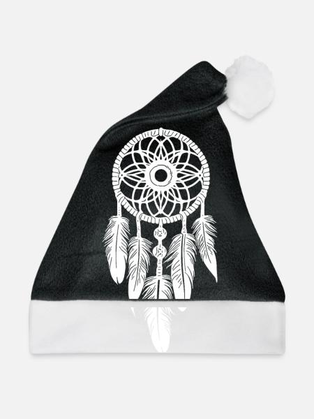 Magischer Indianischer Traumfänger Yoga Amulett - Weihnachtsmütze - Schwarz/Weiß - Vorne