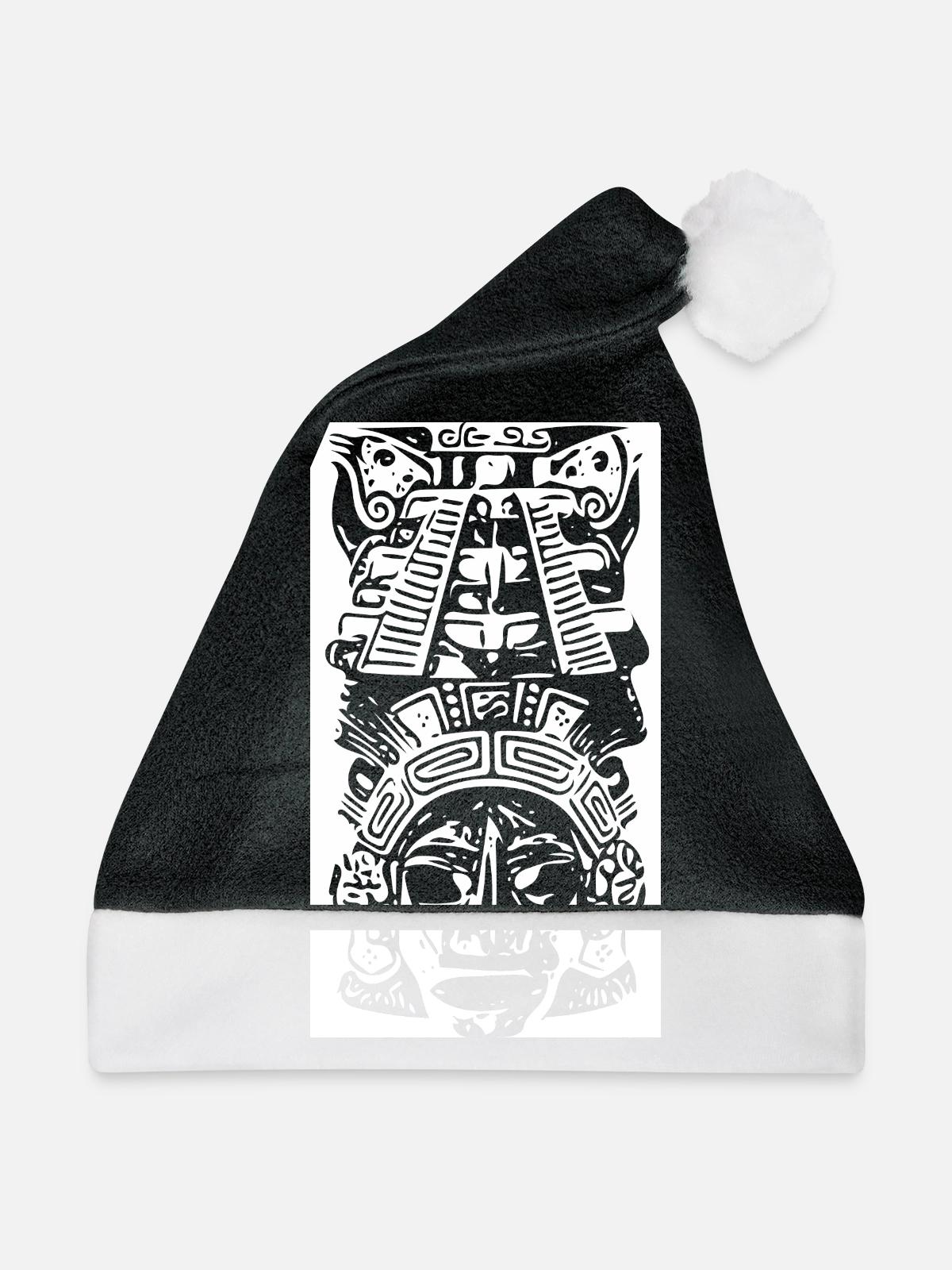 Die Maya Kultur - Weihnachtsmütze - Schwarz/Weiß - Vorne