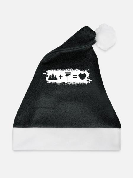 Grunge Rectangle - Herz - Wein - Bäume - - Weihnachtsmütze - Schwarz/Weiß - Vorne