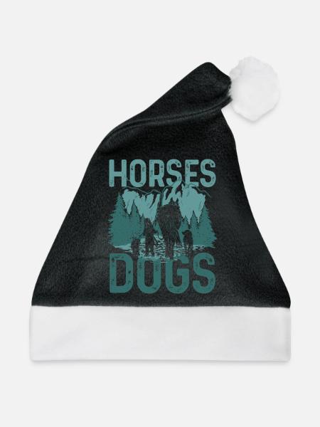 Pferde Hunde - Weihnachtsmütze - Schwarz/Weiß