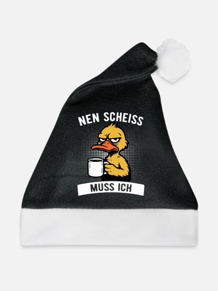 Freche Ente - Nen Scheiß muss ich - Kaffee - Weihnachtsmütze - Schwarz/Weiß - Vorne