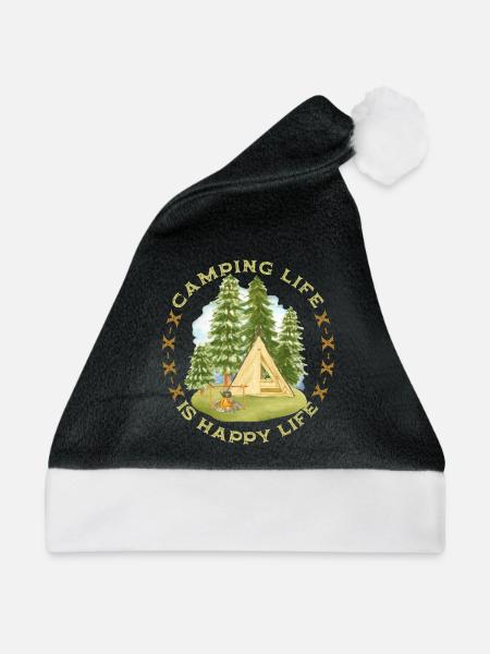 Camping, Camping-Life, Zelten, lustiger Spruch - Weihnachtsmütze - Schwarz/Weiß