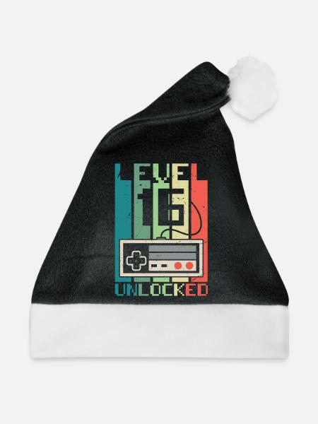 Level 16 freigeschaltet - Weihnachtsmütze - Schwarz/Weiß