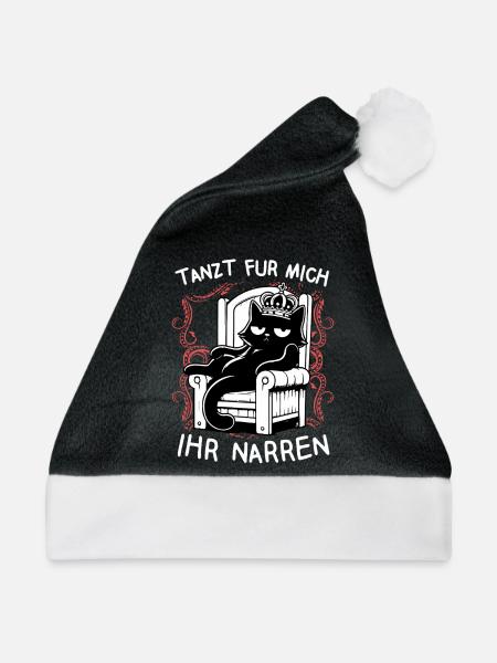 Tanzt für mich ihr Narren - König faule Katze - Weihnachtsmütze - Schwarz/Weiß