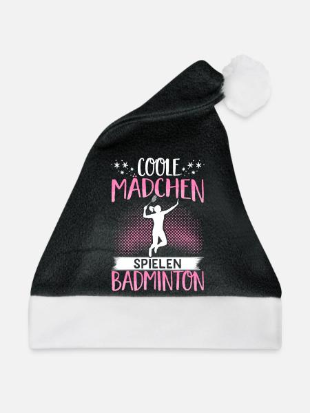 Coole Mädchen Spielen Badminton Geschenk Federball - Weihnachtsmütze - Schwarz/Weiß - Vorne