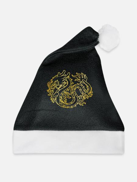chinesischer Drache - Weihnachtsmütze - Schwarz/Weiß - Vorne