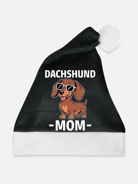 Dackel Spruch Dackel Mama Lustiges Dackel Geschenk - Weihnachtsmütze - Schwarz/Weiß - Vorne