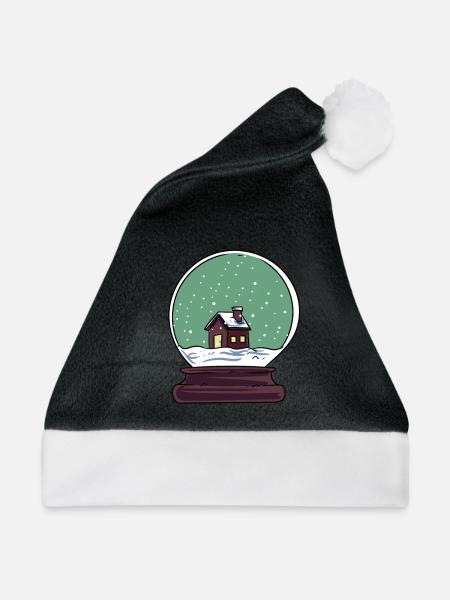 Schneekugel - Weihnachtsmütze - Schwarz/Weiß