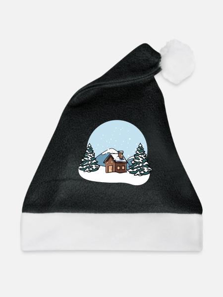 Winterlandschaft Schnee - Weihnachtsmütze - Schwarz/Weiß
