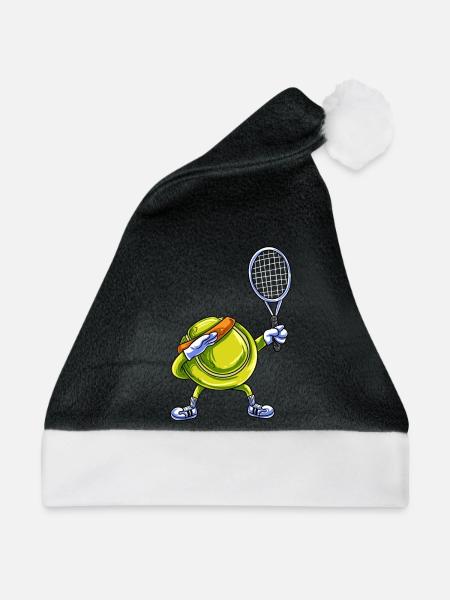 Tennisball Tennisspieler Tennisplatz - Weihnachtsmütze - Schwarz/Weiß - Vorne