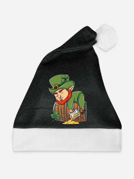 Irischer Kobold - Weihnachtsmütze - Schwarz/Weiß - Vorne