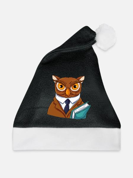 Eule Vogel Uhu - Weihnachtsmütze - Schwarz/Weiß