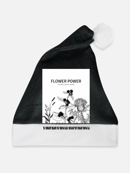 FLOWER POWER - Weihnachtsmütze - Schwarz/Weiß