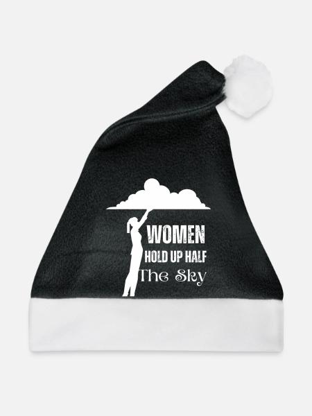 Frauen halten den halben Himmel hoch Weißes Design - Weihnachtsmütze - Schwarz/Weiß - Vorne