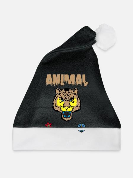 Tigergesicht zeichnen - Weihnachtsmütze - Schwarz/Weiß