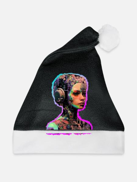 Abstrakte Frau - Weihnachtsmütze - Schwarz/Weiß