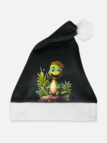 Retro Rex Roar T-Shirt - Weihnachtsmütze - Schwarz/Weiß