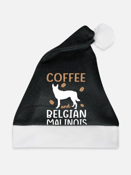 Belgischer Malinois - Weihnachtsmütze - Schwarz/Weiß - Vorne