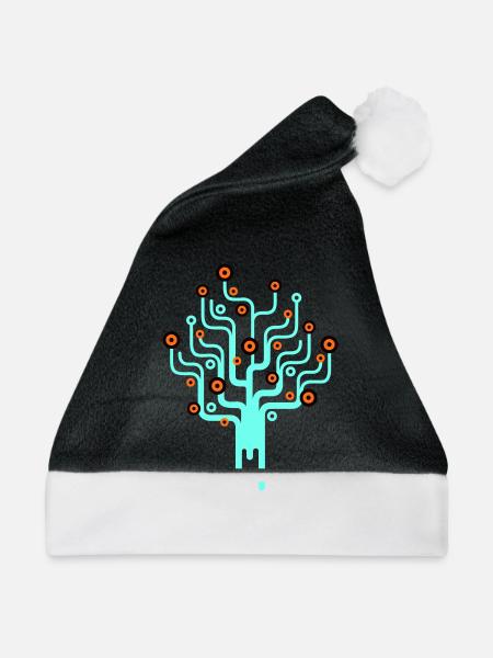 baum2_3f - Weihnachtsmütze - Schwarz/Weiß