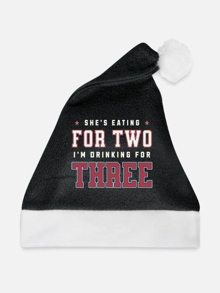 Sie isst für zwei, ich trinke für drei - Weihnachtsmütze - Schwarz/Weiß - Vorne