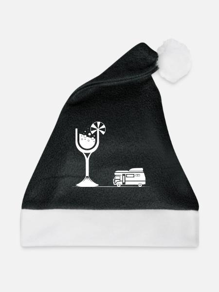 Wein - Camping Van - (2) - Weihnachtsmütze - Schwarz/Weiß