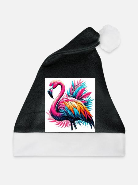 Rosa Flamingo - Weihnachtsmütze - Schwarz/Weiß