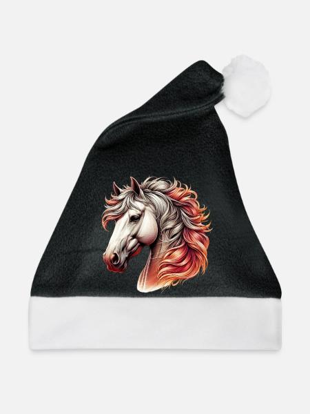 Pferd - Weihnachtsmütze - Schwarz/Weiß