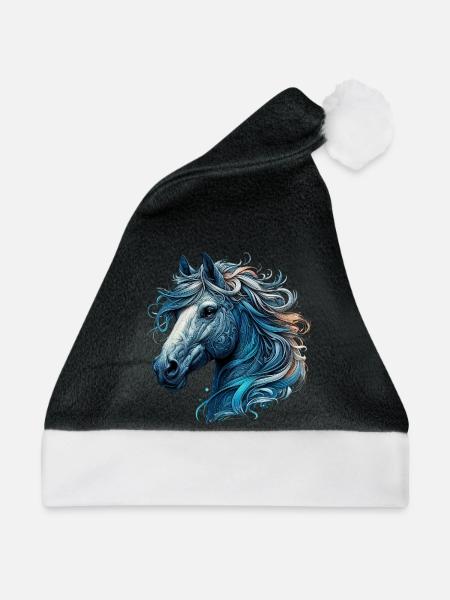 Pferd - Weihnachtsmütze - Schwarz/Weiß