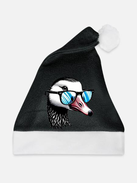 Gans mit Brille - Weihnachtsmütze - Schwarz/Weiß