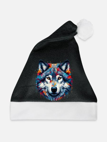Wolf - Weihnachtsmütze - Schwarz/Weiß