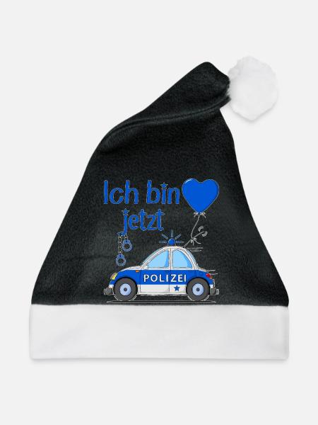 Polizeiauto Ich bin jetzt Geburtstag - Weihnachtsmütze - Schwarz/Weiß - Vorne