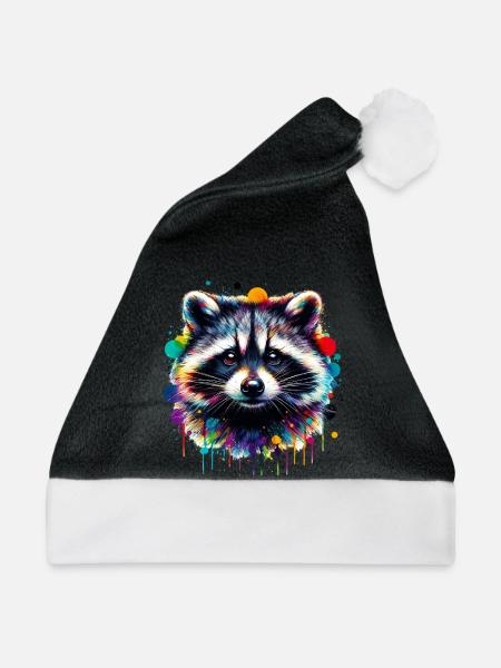 Waschbär - Weihnachtsmütze - Schwarz/Weiß