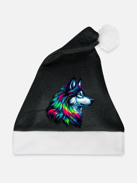 Wolf - Weihnachtsmütze - Schwarz/Weiß