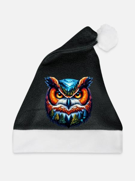 Eule - Weihnachtsmütze - Schwarz/Weiß