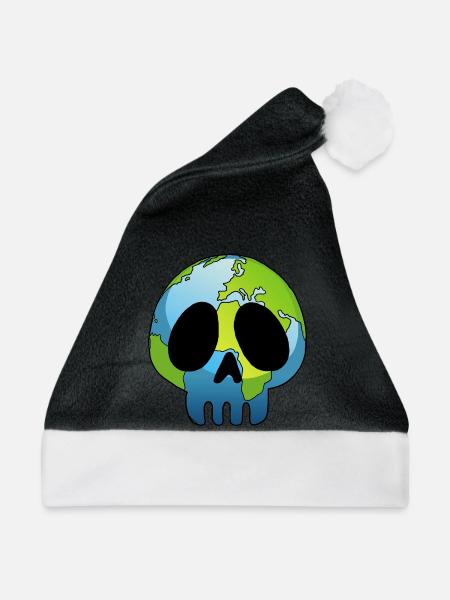 Schädel des Planeten Erde - Weihnachtsmütze - Schwarz/Weiß