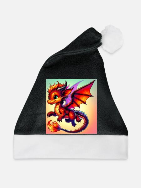 Drache - Weihnachtsmütze - Schwarz/Weiß