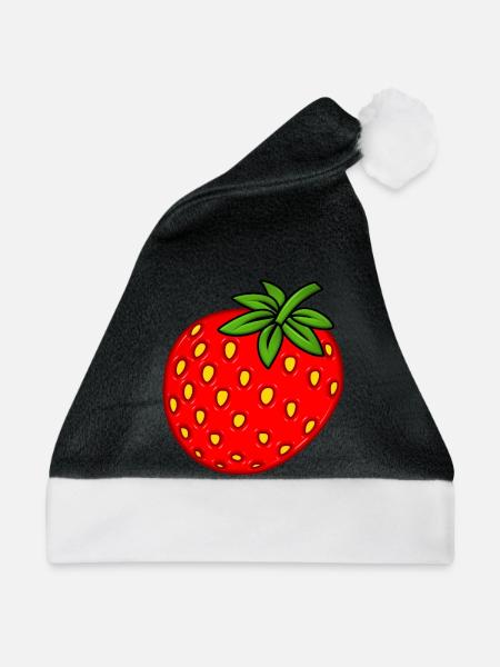 Erdbeere - Weihnachtsmütze - Schwarz/Weiß
