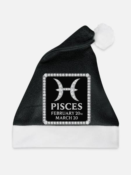 Sternzeichen Fische - Weihnachtsmütze - Schwarz/Weiß