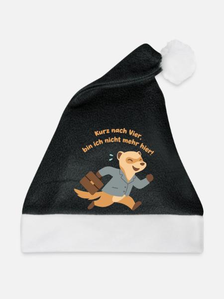 Vier-Uhr Feierabend Ferret, Endlich Feierabend - Weihnachtsmütze - Schwarz/Weiß