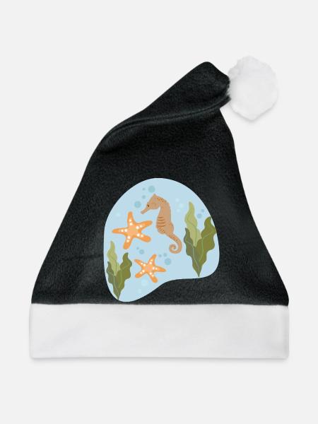 Seepferdchen - Weihnachtsmütze - Schwarz/Weiß